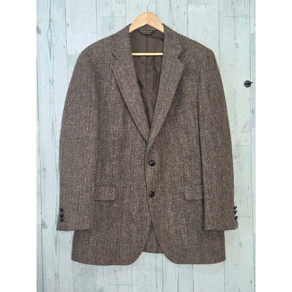 VTG Harris Tweed Handwoven Scottish Wool Blazer Sport Coat Sz. 44 EST